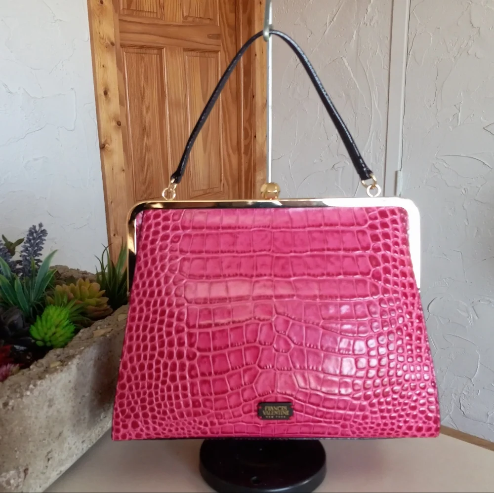 Frances Valentine Jackie Frame Bag, Embossed leather in Pink - Picture 4 of 16